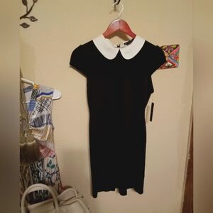 Alice + Olivia Employed Wednesday Addams black white collar dress size 8